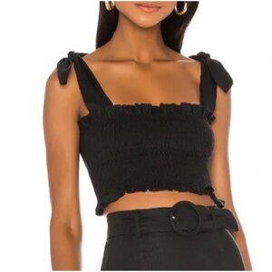 Capulet McKenna Black Smocked Crop Top